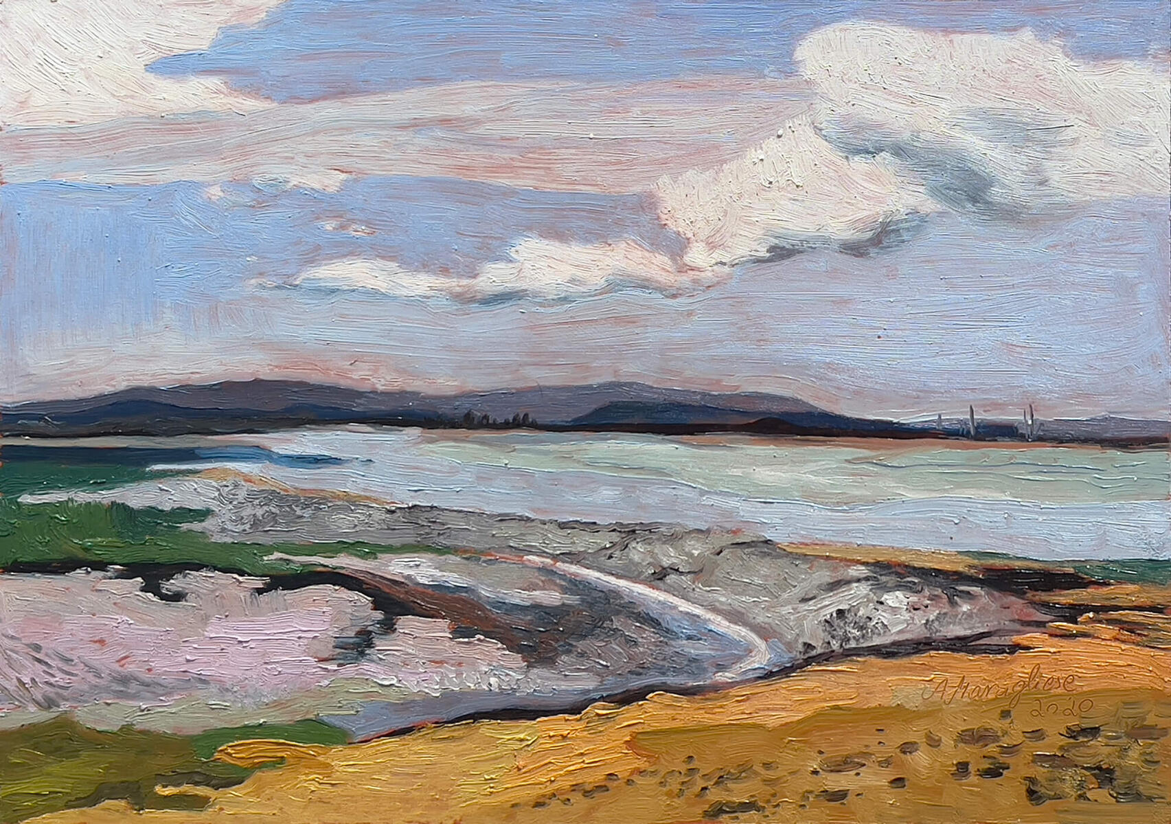 Seriously british beaches 2021, 42cmx30cm, oil on board